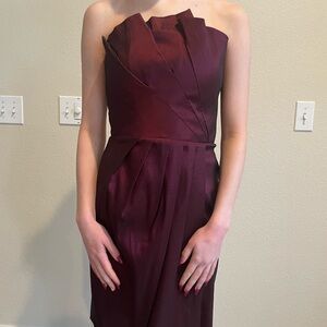 Max & Cleo Strapless Wine Dress
